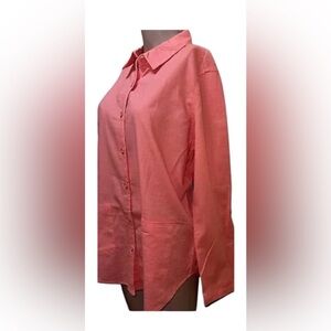 TEEZHER BUTTON-UP COTTON SHIRT WOMEN LONG SLEEVE POCKETS PINK COLOR SIZE SMALL *